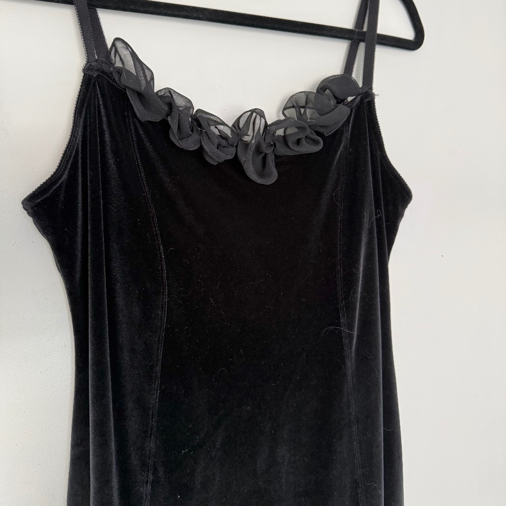 Montelle velvet tulle slit mini dress
